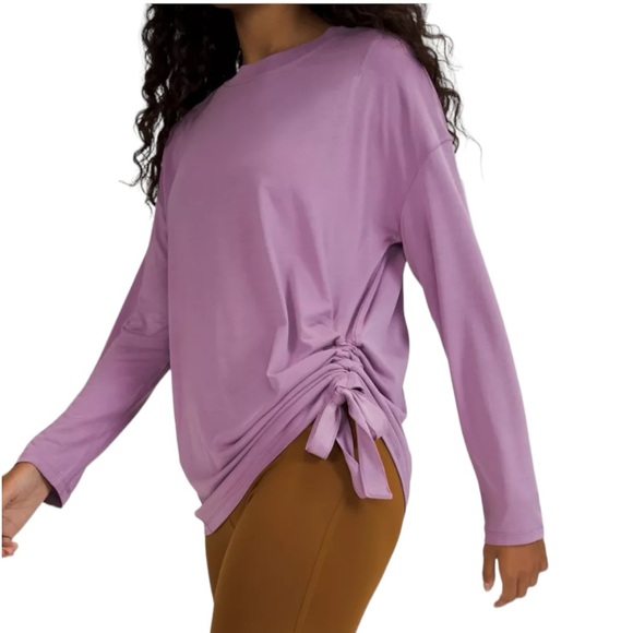 Lululemon Womens Crew Top 8 Side Cinch Long Sleeve Purple Relax Fit Breathable - Picture 3 of 12